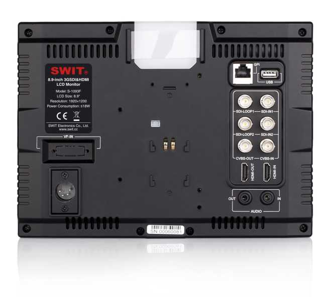 Swit S-1093F 2K/3G/HD/SD-SDI / HDMI Full HD Monitor, 450 Nits, ohne Akkuplatte